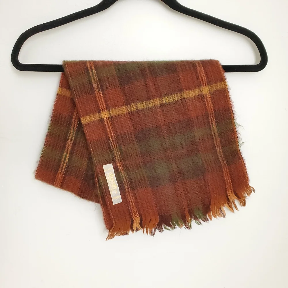 Vintage Glentex Wool Earthy Plaid Scarf